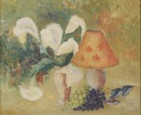 23846-JOSEP GIMENO NAVARRO (1901-1955). "BODEGÓN LÁMPARA Y FLORES".