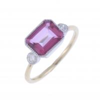 32-ART DECO STYLE RING WITH ROSE TOPAZ AND DIAMONDS.