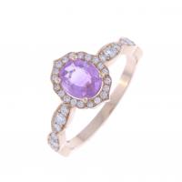 60-RING WITH CENTRAL ROSE SAPPHIRE AND DIAMONDS