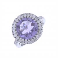 56-RING WITH CENTRAL AMETHYST AND DIAMONDS.