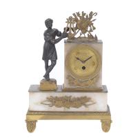 681-EMPIRE TABLE CLOCK WITH ALLEGORY OF MUSIC, S. XIX.