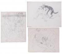 911-RICARD OPISSO (1880-1966). THREE SEXUAL DRAWINGS.