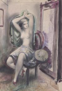 908-ALFRED OPISSO CARDONA (1907-1980). "SEATED WOMAN GETTING DRESSED".
