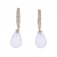 161-LONG EARRINGS WITH DIAMONDS AND ROSE QUARTZ.