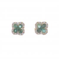 119-EMERALD AND DIAMONDS FLORAL EARRINGS.