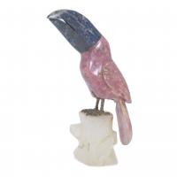 26284-PROBABLY BRAZILIAN SMALL PARROT IN HARD STONE, SECOND HALF OF THE 20TH CENTURY.