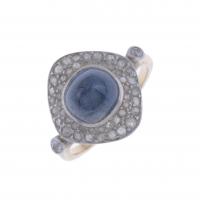 25-ART DECO RING WITH DIAMONDS AND SAPPHIRE.
