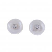 69-PEARL AND DIAMOND BUTTON EARRINGS.