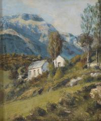 23675-20TH CENTURY SPANISH SCHOOL. "MOUNTAIN VILLAGE".