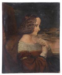 26217-20TH CENTURY SPANISH SCHOOL. "PORTRAIT OF A LADY IN PROFILE".