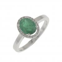 64-ROSETTE RING WITH EMERALD.