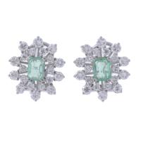 182-ROSETTE EARRINGS WITH EMERALDS AND DIAMONDS.