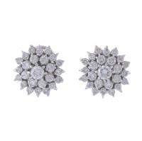 176-DIAMONDS ROSETTE EARRINGS.