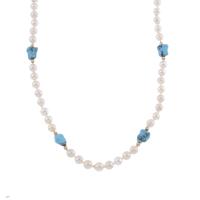25949-LONG NECKLACE WITH PEARLS AND TURQUOISE.