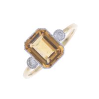 51-ART DECO RING WITH CITRINE AND DIAMONDS.