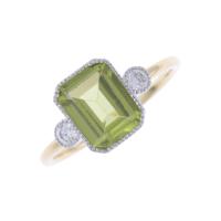 99-ART DECO STYLE RING WITH PERIDOT AND DIAMONDS.
