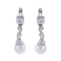 198-PEARL AND DIAMONDS LONG EARRINGS.