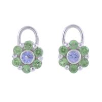 174-ROSETTE EARRINGS WITH GREEN AND BLUE TOPAZES.