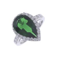 50-RING WITH GREEN TOPAZ AND DIAMONDS.