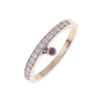 119-ORIGINAL DIAMONDS HALF WEDDING RING WITH RUBY TEARDROP.