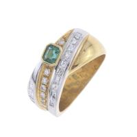 102-RING WITH DIAMONDS AND EMERALD.