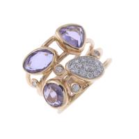 155-AMETHYSTS AND DIAMONDS RING.