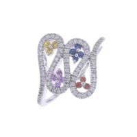 121-SERPENTINE RING WITH DIAMONDS AND COLOURED GEMSTONES.