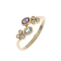 94-AMETHYST, TOPAZ AND DIAMONDS RING.