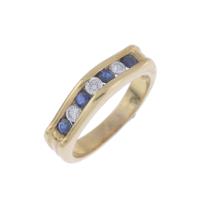 108-SAPPHIRES AND DIAMONDS ETERNITY RING.