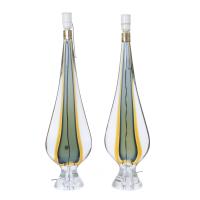 738-PAIR OF MURANO GLASS LAMPS AFTER MODELS BY FLAVIO POLI.