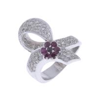 149-DIAMONDS AND RUBIES BOW RING.