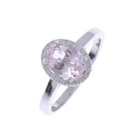 75-MORGANITE AND DIAMONDS ROSETTE RING.