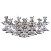 5-TEN SMALL SALT CELLARS, REGENCY STYLE, 20TH CENTURY.