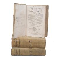 670-DECISIONES SACRI REGII SENATUS CATHALONIAE. 3 VOLUMES, 1686-1688 AND 1701 EDITION.