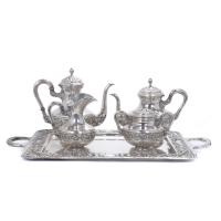 24-SILVER COFFEE SET, BELLE ÉPOQUE STYLE.