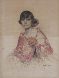 920-RAMÓN CASAS Y CARBO (1866-1932). "GIRL WITH A SHAWL", 1921.