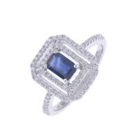 130-ART DECO STYLE RING, WITH SAPPHIRE AND DIAMONDS.