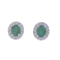 164-EMERALDS ROSETTE EARRINGS.