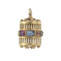 195-PENDANT CHARM WITH COLOURED GEMSTONES.