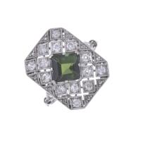 68-ART DECO RING, WITH DIAMONDS AND GREEN TOURMALINE.