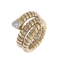 54-FLEXIBLE SNAKE RING WITH HEART CUT DIAMOND.