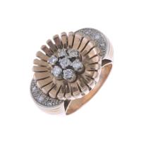27-CHEVALIER STYLE RING WITH DIAMONDS.