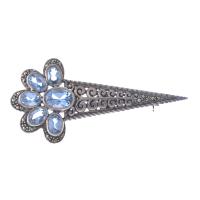 25855-BROOCH WITH MARCASITES AND BLUE SPINEL.
