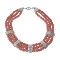 25822-CORAL NECKLACE WITH SILVER.