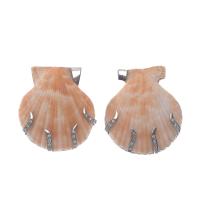 25809-NATURAL SHELL EARRINGS WITH DIAMONDS.