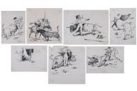957-JOAQUIM TERRUELLA MATILLA (1891-1957). 7 dibujos temática taurina.