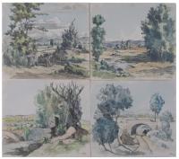 954-JOSEP VENTOSA DOMÈNECH (1897-1982). Conjunto de cuatro paisajes.