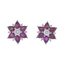 141-RUBIES AND DIAMONDS EARRINGS IN THE SHAPE OF A HEBREW STAR