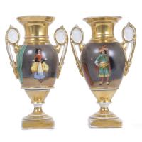 545-PAIR OF SMALL VASES IN POLYCHROME PORCELAIN, LATE 19TH CENTURY.