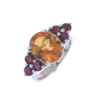 28-CITRINES AND RUBIES RING